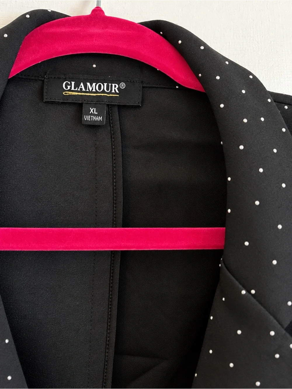 Glamour Black Blazer with Micro White Dots